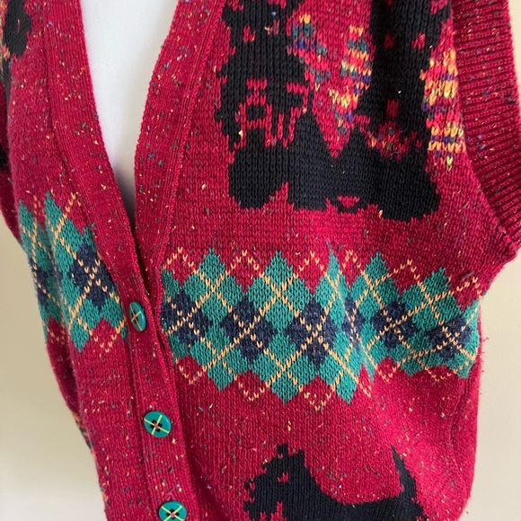 Sweater Loft Vintage Red Dog Theme Cotton blend Cardigan, L. - Picture 3 of 7